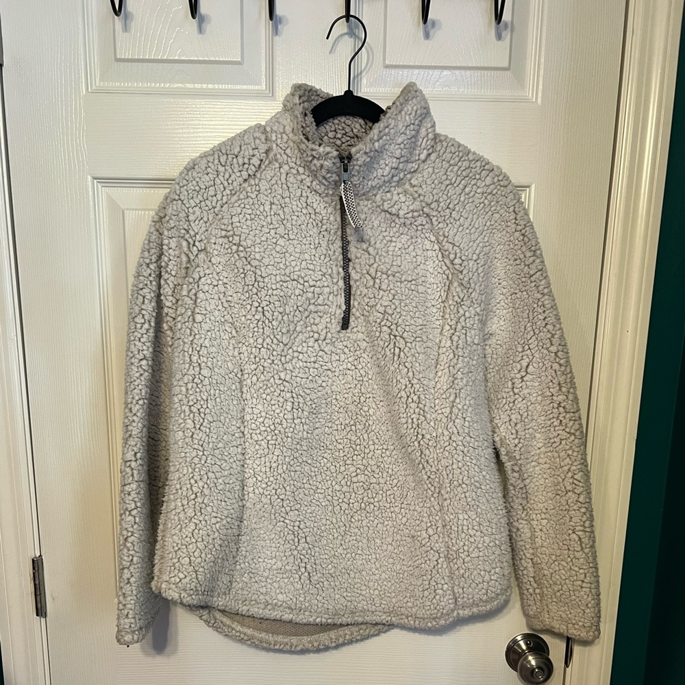 Off White Zip up Sherpa